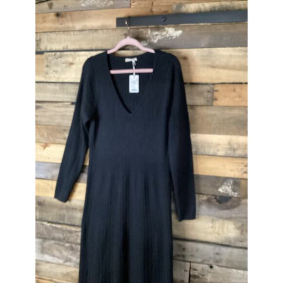 Marine layer Jade MIDI Sweater Dress Black Size XL - Picture 3 of 7